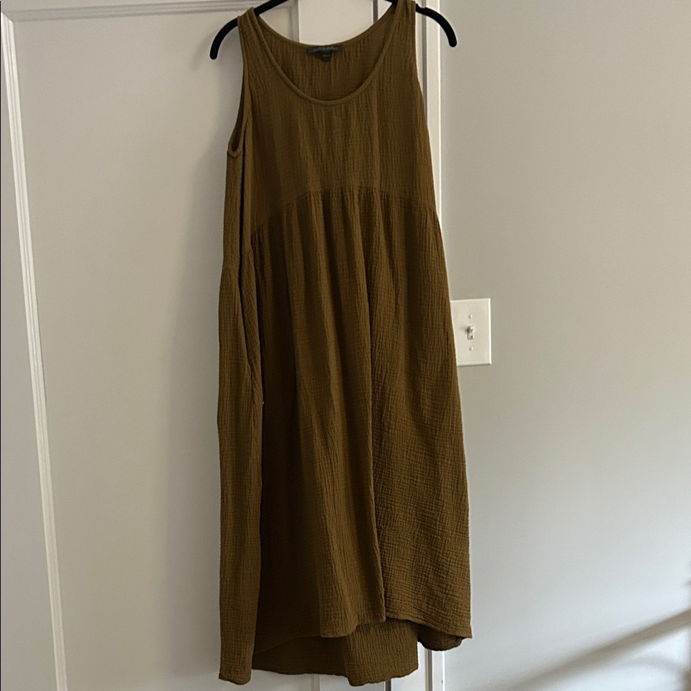 Brown/green Sleeveless gauze Dress